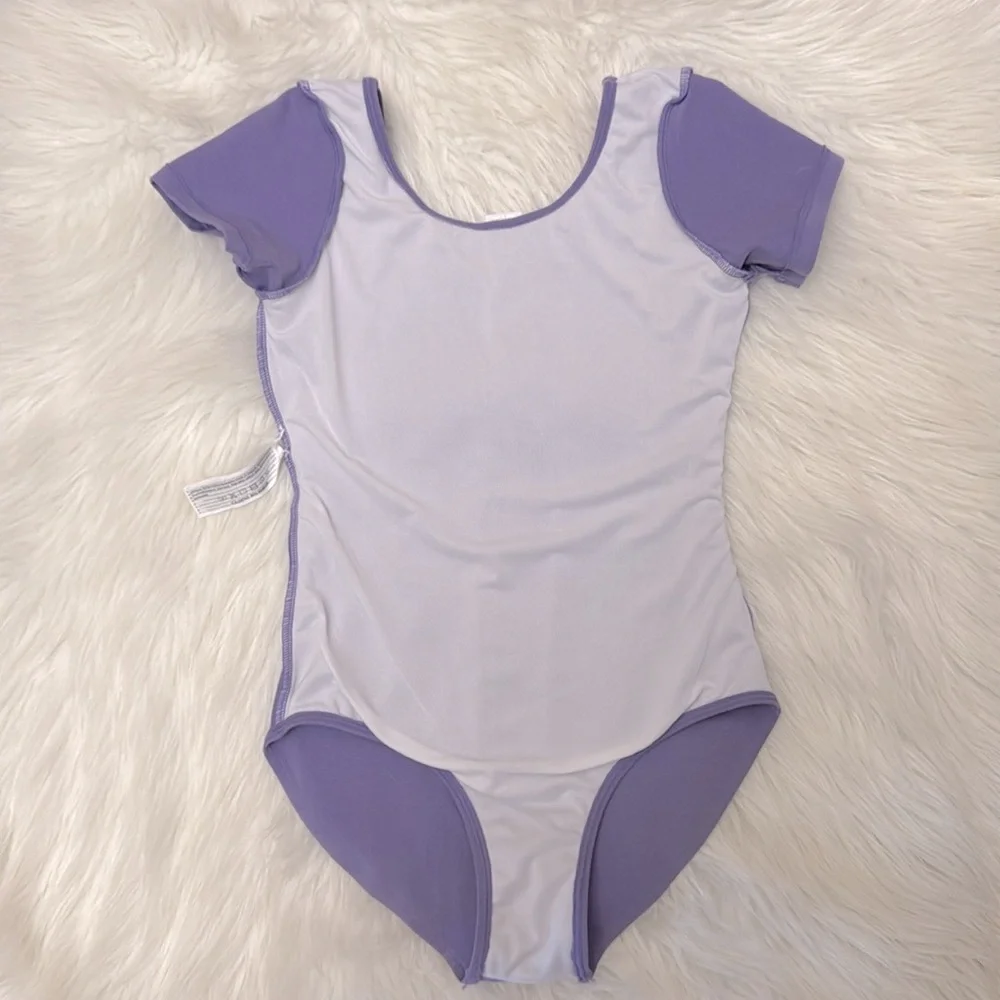 Bloch Girls Short Sleeve Round Neck Lavender Leotard Size 14